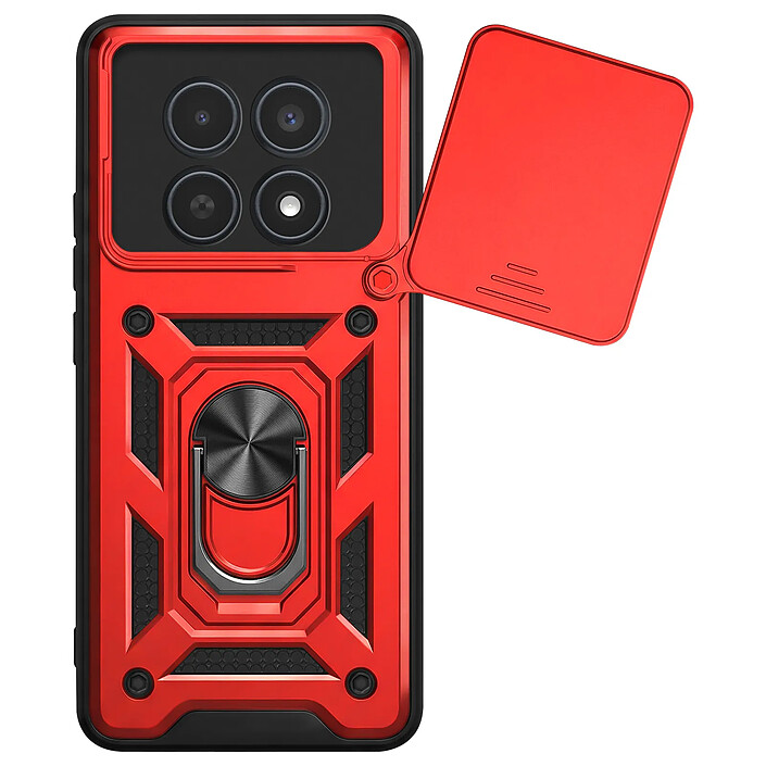 Mayaxess Coque Anneau pour Redmi Note 15 4G avec Cache Caméra Coulissant Rouge