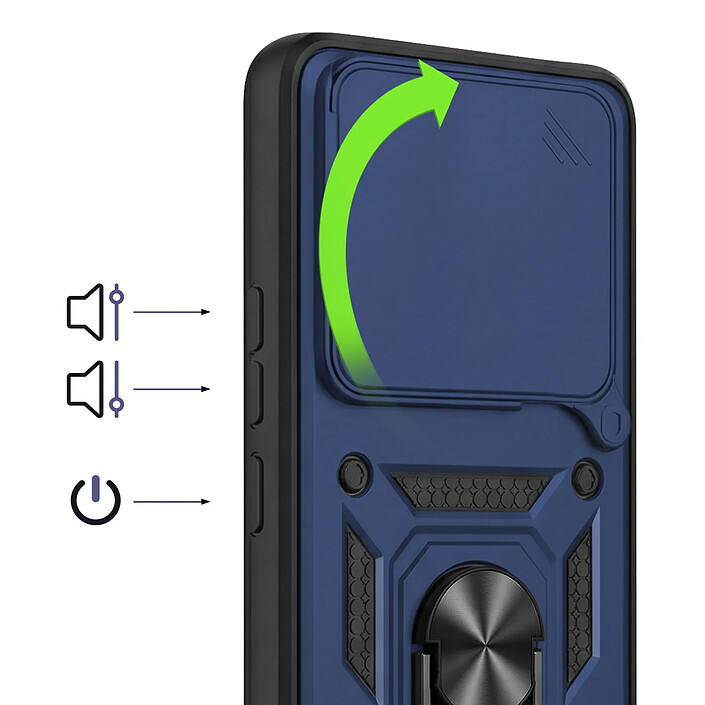 Acheter Mayaxess Coque Anneau pour Redmi Note 15 5G avec Cache Caméra Coulissant Bleu nuit