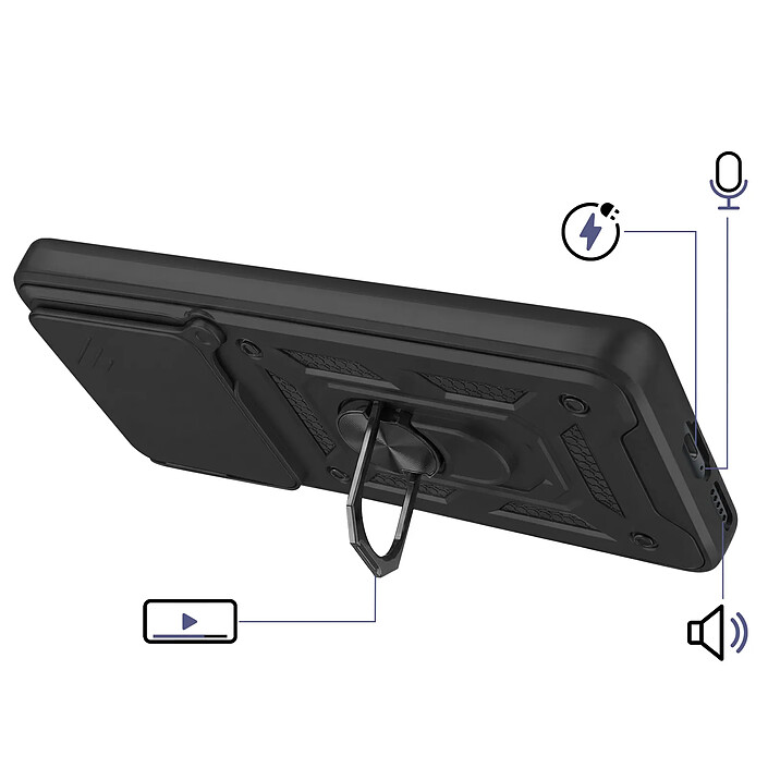 Avis Mayaxess Coque Anneau pour Redmi Note 15 5G avec Cache Caméra Coulissant Noir