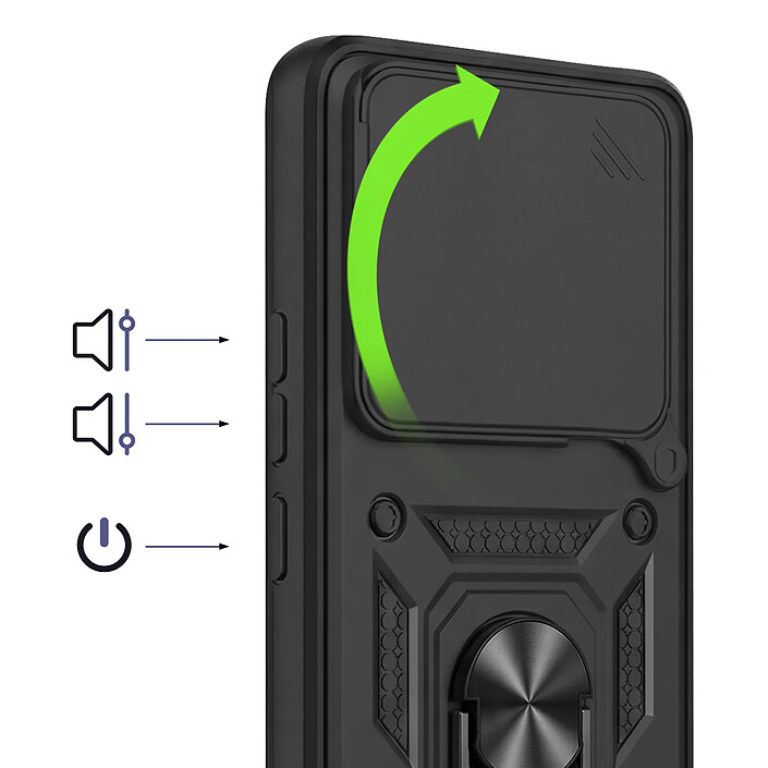 Acheter Mayaxess Coque Anneau pour Redmi Note 15 5G avec Cache Caméra Coulissant Noir