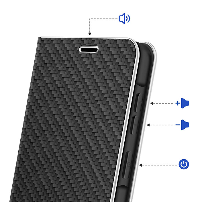 Avis Avizar Étui Folio pour Galaxy A57 Effet Carbone Cadre Métallisé avec Porte-cartes Noir