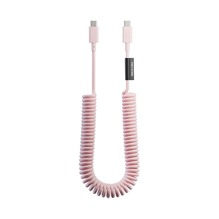 Native Union Câble USB-C vers USB-C 60W Spiralé 2.4m Série POP Charge Rapide Rose