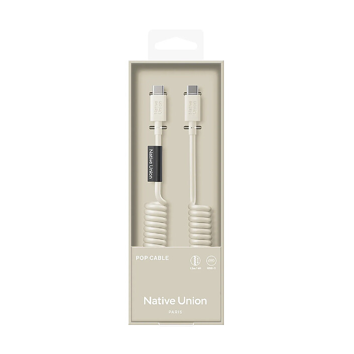 Native Union Câble USB-C vers USB-C 60W Spiralé 1.2m Série POP Charge Rapide Beige pas cher