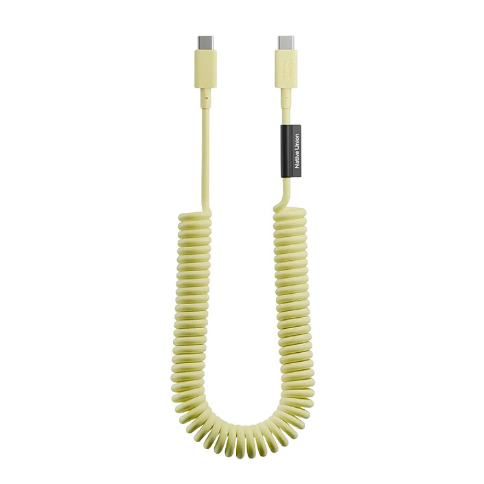 Native Union Câble USB-C vers USB-C 60W Spiralé 2.4m Série POP Charge Rapide Jaune