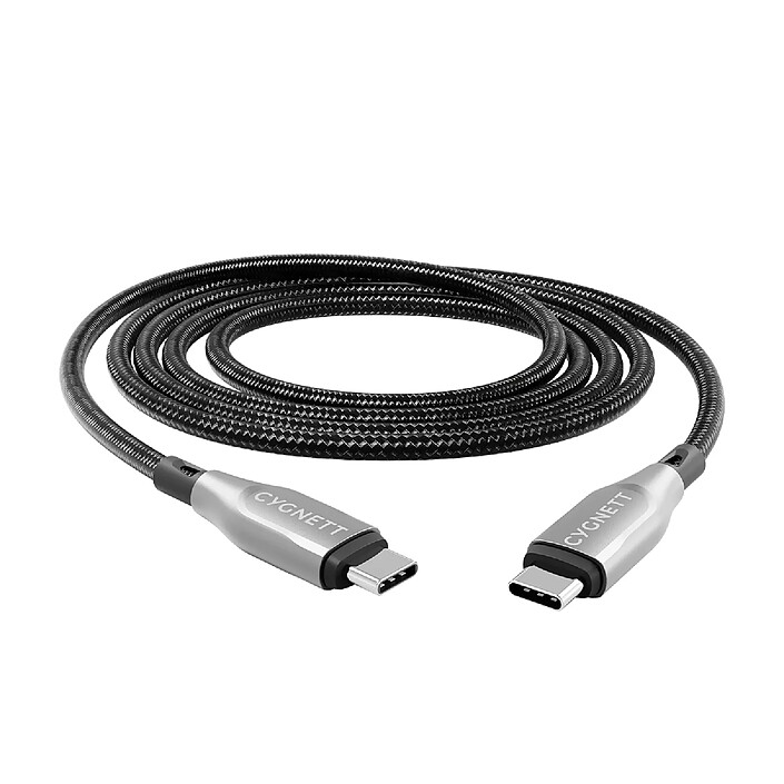 CYGNETT Câble USB-C vers USB-C 3m Charge Rapide Ultra Résistant Noir / Argent