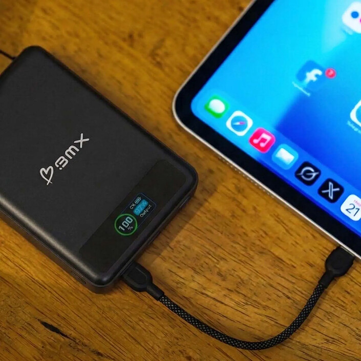 Acheter BMX Batterie Externe MagSafe SolidSafe 5000mAh Qi2 15W avec Écran LCD et Câble USB-C Noir