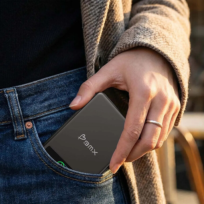 BMX Batterie Externe MagSafe SolidSafe 5000mAh Qi2 15W avec Écran LCD et Câble USB-C Noir pas cher