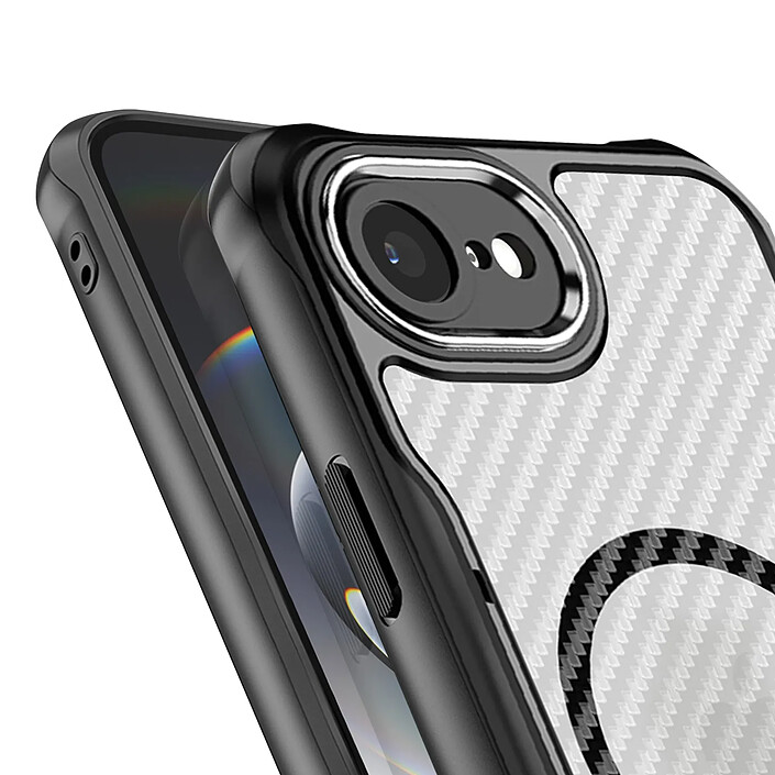 Avis Coque pour iPhone 17e MagSafe Antichocs Dos Carbone Translucide Noir