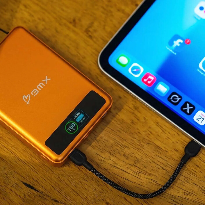 Acheter BMX Batterie Externe MagSafe SolidSafe 10000mAh Qi2 15W avec Écran et Câble USB-C Orange