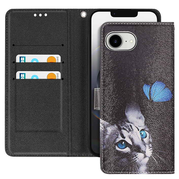 Avizar Étui Folio pour iPhone 17e avec Porte-cartes et Support Vidéo Motif Chat
