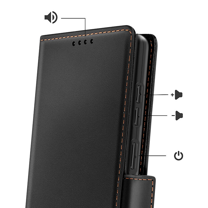 Avis Avizar Étui Portefeuille pour Galaxy S26 Effet Cuir Cousu avec Dragonne Noir