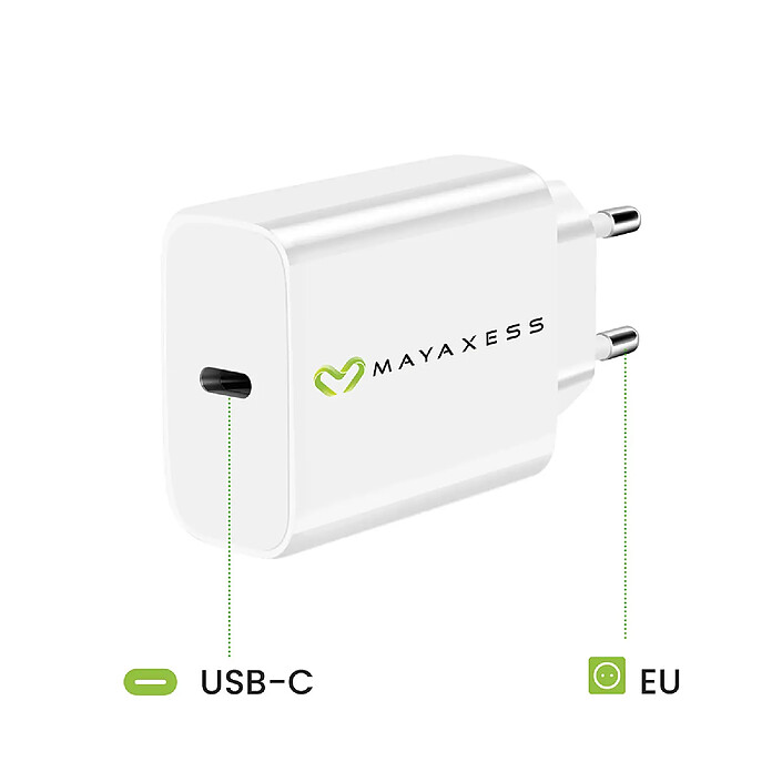 Avis Mayaxess Chargeur Secteur pour Galaxy S22 20W + Câble USB-C 1m Blanc