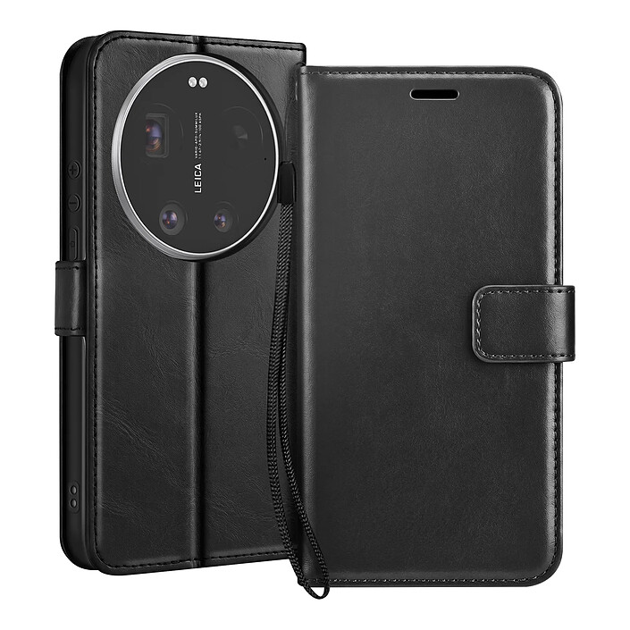Mayaxess Étui Portefeuille pour Xiaomi 17 Ultra avec Dragonne et Fonction Support Noir