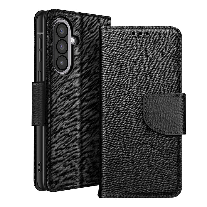 Avizar Étui Portefeuille pour Galaxy A57 Série Fancy avec Fonction Support Noir