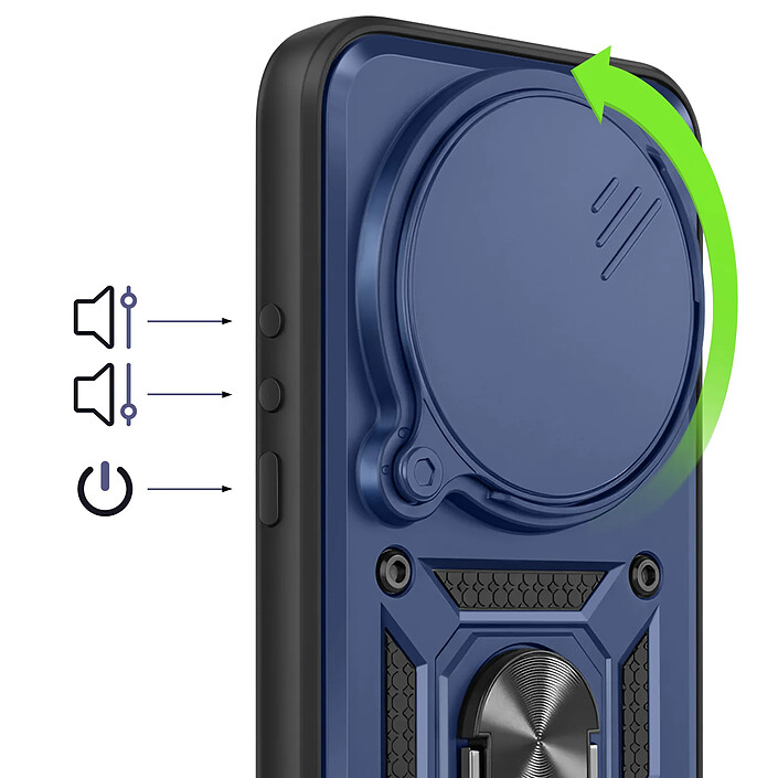 Acheter Mayaxess Coque pour Xiaomi 17 Ultra avec Cache Caméra Coulissante et Bague Magnétique Bleu nuit