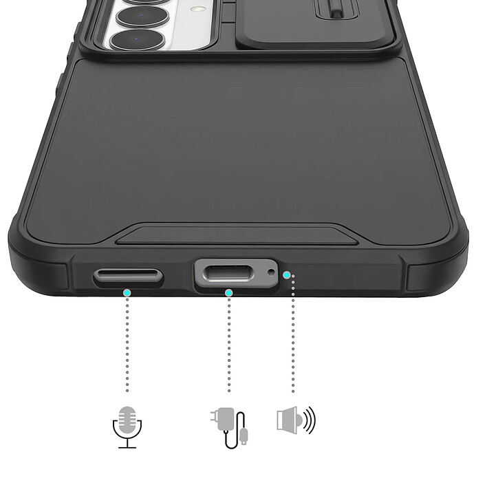 Avizar Coque pour Galaxy S26 Plus Compatible Recharge Qi avec Cache Caméra Coulissante Noir pas cher
