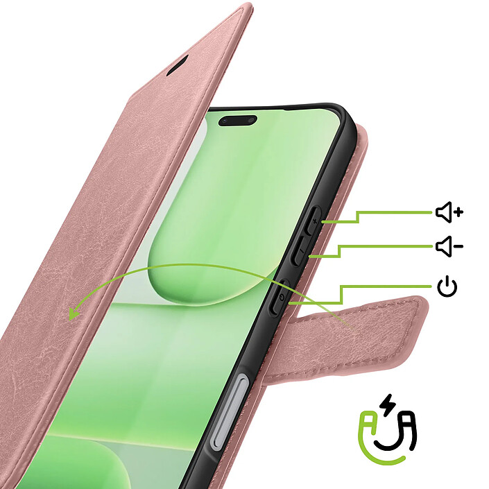 Avis Mayaxess Étui Portefeuille pour Honor 600 Lite avec Dragonne et Fonction Support Rose champagne