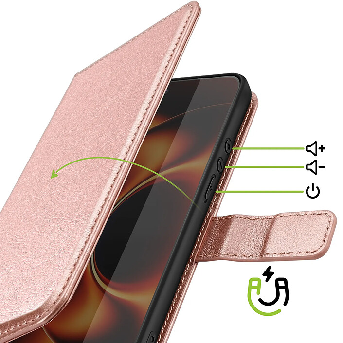 Avis Mayaxess Étui Portefeuille pour Xiaomi 17 Ultra avec Dragonne et Fonction Support Rose champagne