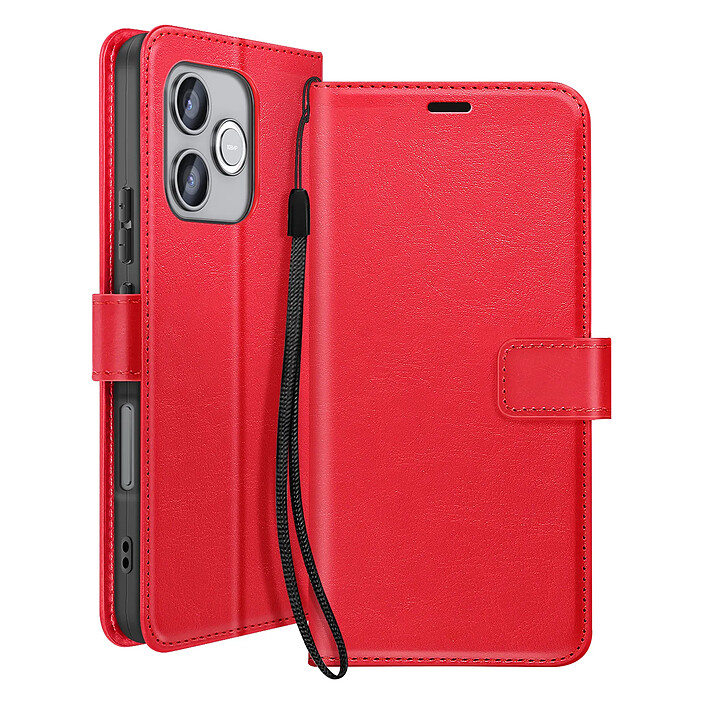 Mayaxess Étui Portefeuille pour Honor 600 Lite avec Dragonne et Fonction Support Rouge