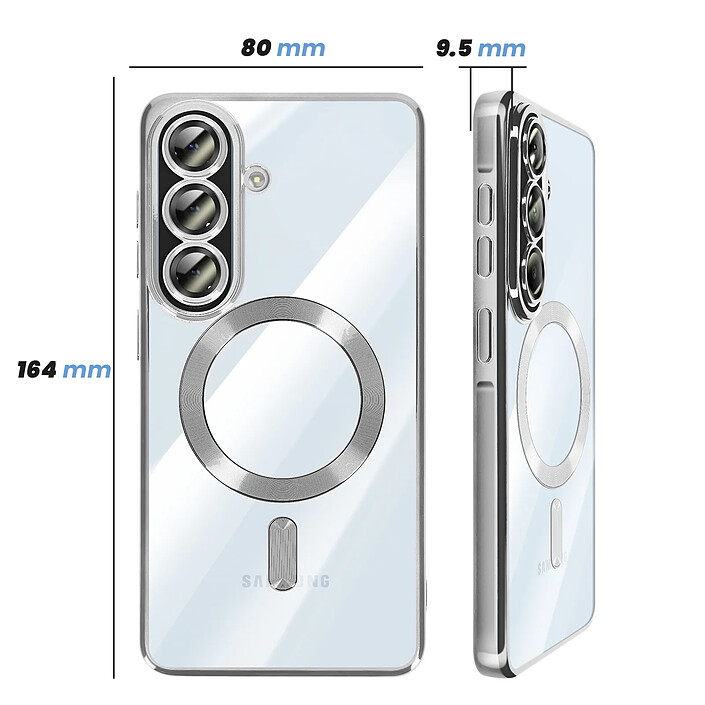 Avis Avizar Coque pour Galaxy A57 Compatible MagSafe avec Contour Chromé Gris