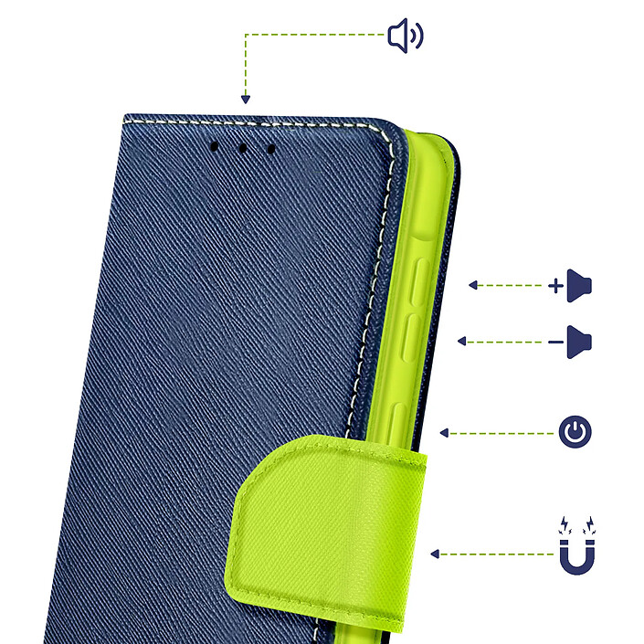 Avis Étui Portefeuille pour Galaxy A57 Série Fancy avec Fonction Support Bleu nuit