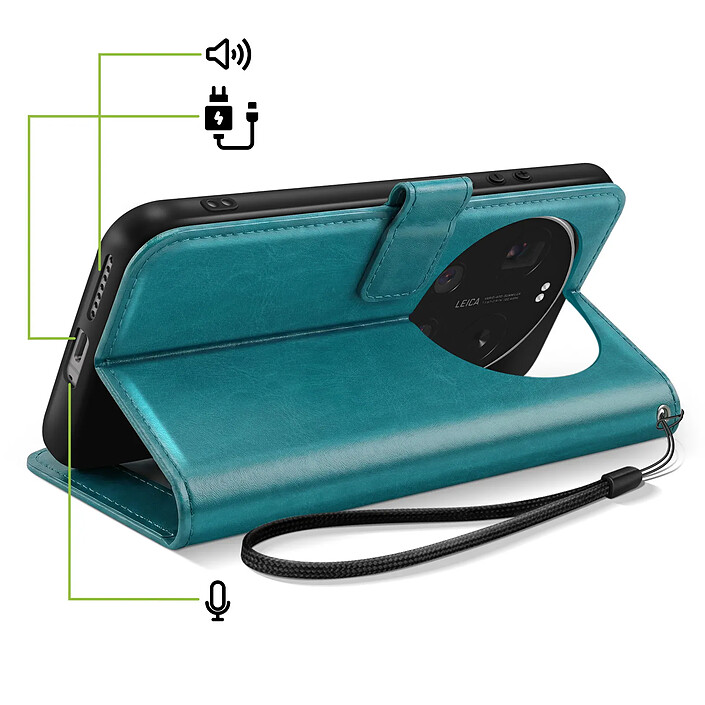 Acheter Mayaxess Étui Portefeuille pour Xiaomi 17 Ultra avec Dragonne et Fonction Support Turquoise