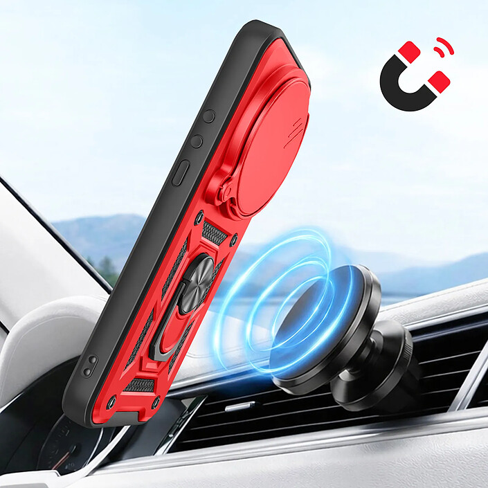 Mayaxess Coque pour Xiaomi 17 Ultra avec Cache Caméra Coulissante et Bague Magnétique Rouge pas cher