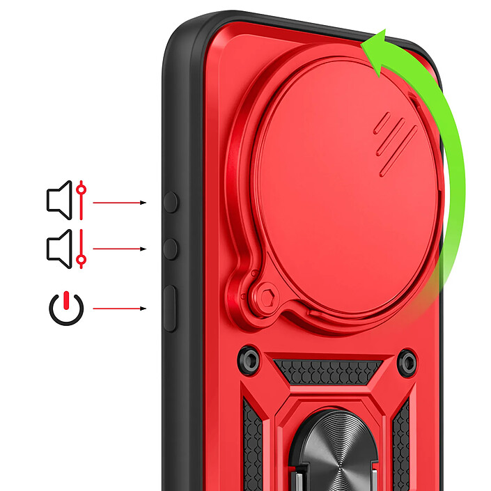 Acheter Mayaxess Coque pour Xiaomi 17 Ultra avec Cache Caméra Coulissante et Bague Magnétique Rouge