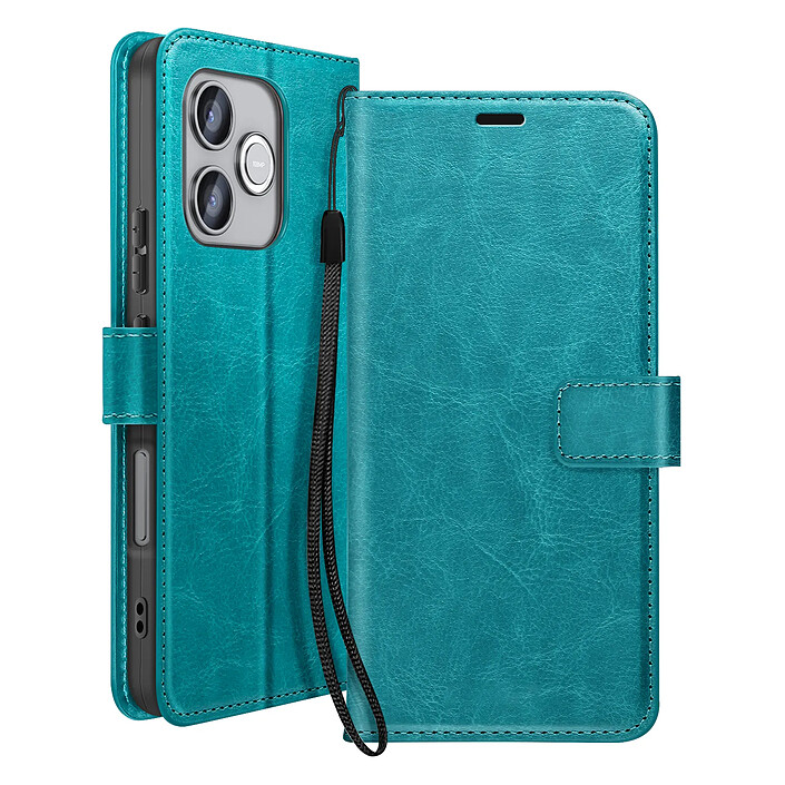 Mayaxess Étui Portefeuille pour Honor 600 Lite avec Dragonne et Fonction Support Turquoise