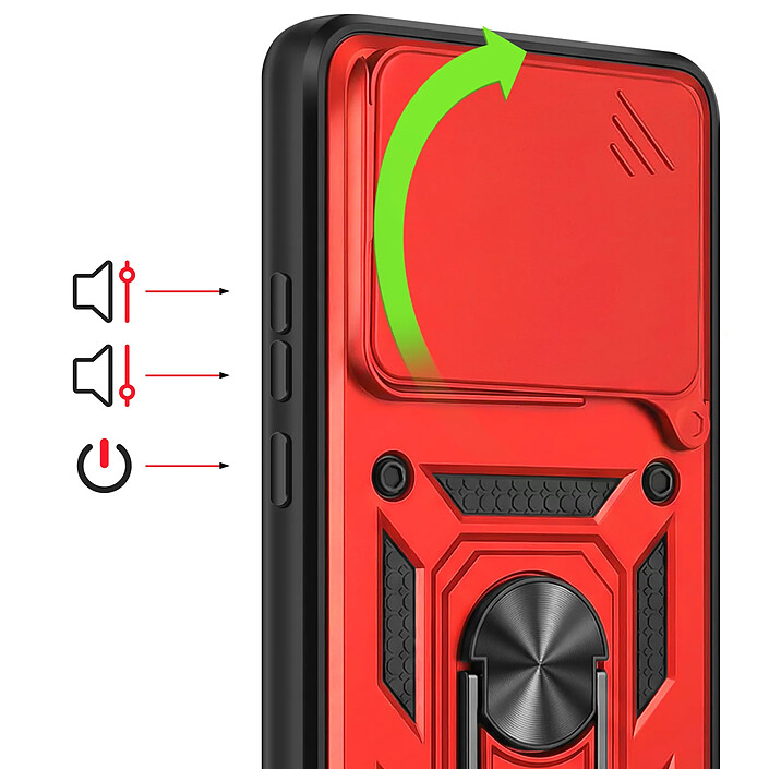 Acheter Mayaxess Coque pour Xiaomi 17 avec Cache Caméra Coulissante et Bague Magnétique Rouge