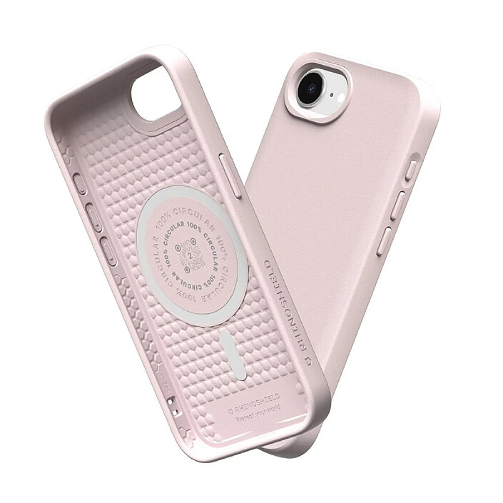 Rhinoshield Coque Magsafe pour iPhone 16e / 17e Modèle SolidSuit avec bords surélevés Rose clair pas cher
