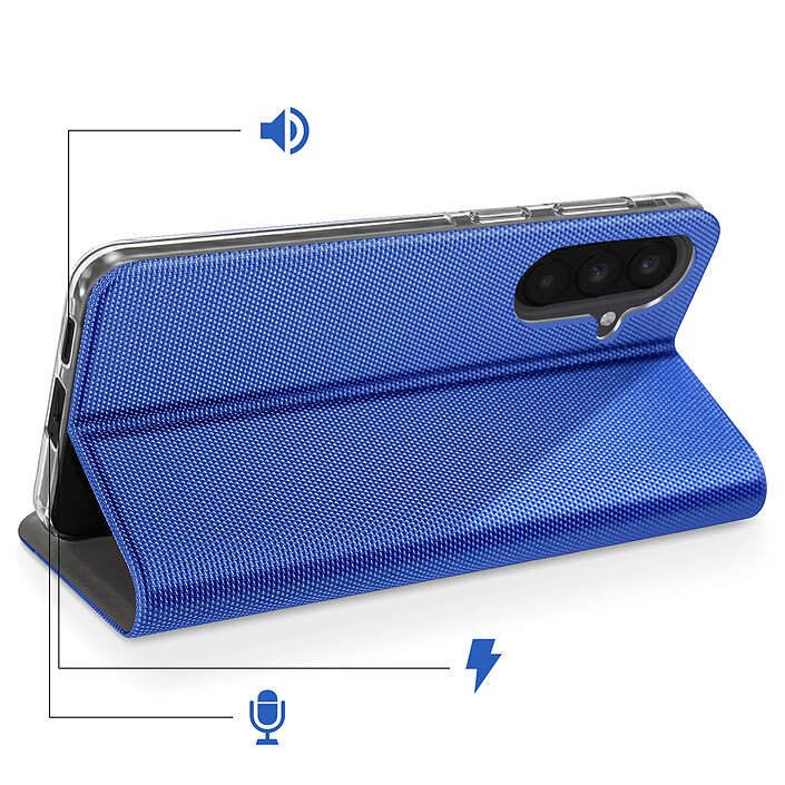 Étui pour Galaxy A57 Série Sensitive avec Fonction Support en Tissu Bleu pas cher
