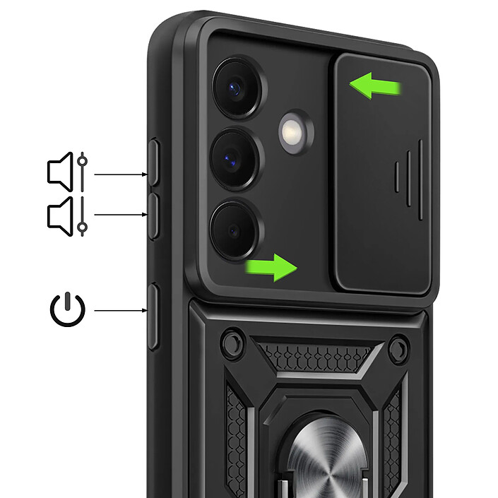 Acheter Mayaxess Coque pour Galaxy A57 avec Cache Caméra Coulissante et Bague Magnétique Noir