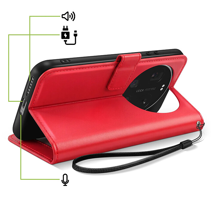 Acheter Mayaxess Étui Portefeuille pour Xiaomi 17 Ultra avec Dragonne et Fonction Support Rouge