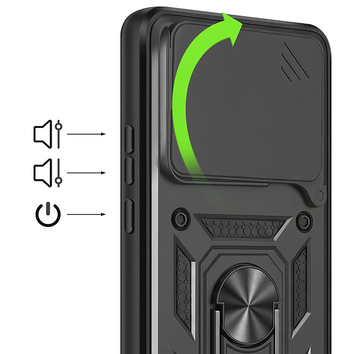 Acheter Mayaxess Coque pour Xiaomi 17 avec Cache Caméra Coulissante et Bague Magnétique Noir