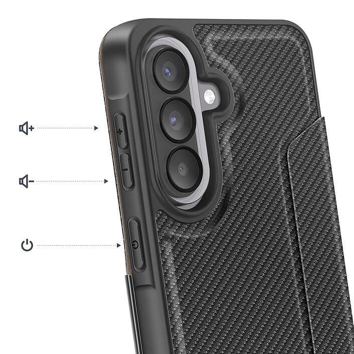 Avis Avizar Étui Folio pour Galaxy A57 Finition Carbone avec Porte-carte Noir
