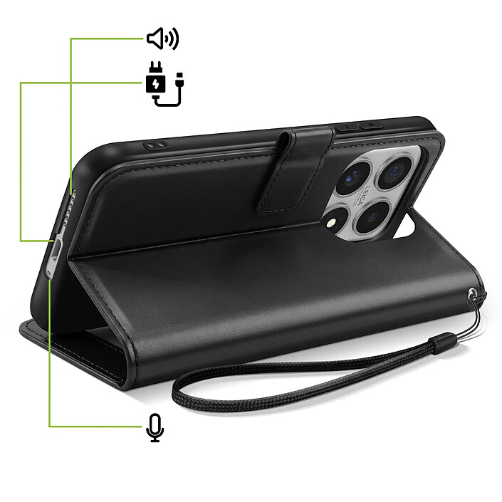 Acheter Mayaxess Étui Portefeuille pour Xiaomi 17 avec Dragonne et Fonction Support Noir