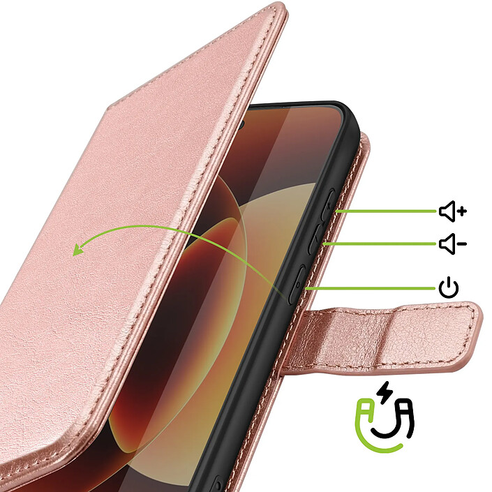 Avis Mayaxess Étui Portefeuille pour Xiaomi 17 avec Dragonne et Fonction Support Rose champagne