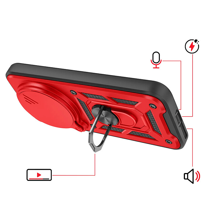Avis Mayaxess Coque pour Xiaomi 17 Ultra avec Cache Caméra Coulissante et Bague Magnétique Rouge
