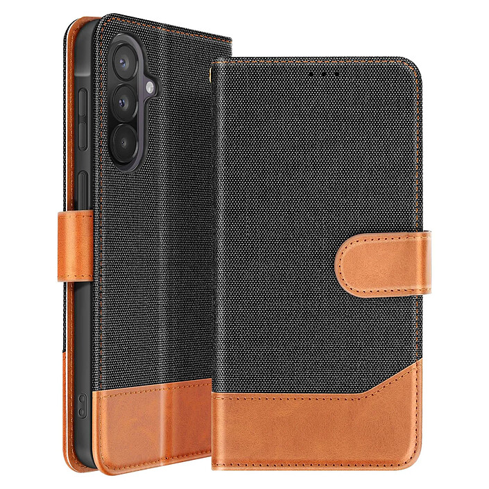Avizar Étui Portefeuille pour Galaxy A57 Effet Denim avec Languette Magnétique