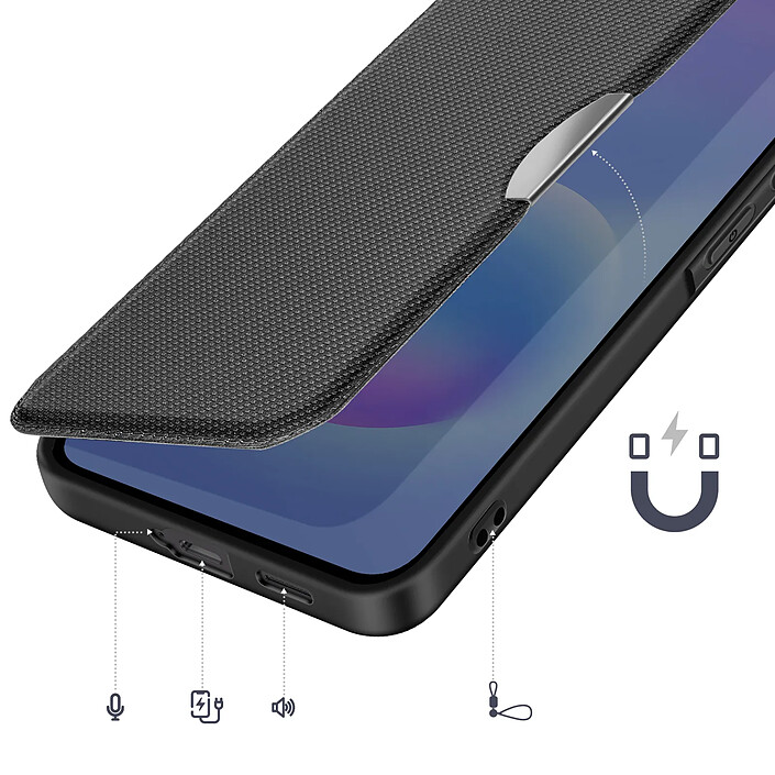 Acheter Avizar Étui Folio pour Galaxy A57 Finition Carbone avec Porte-carte Noir