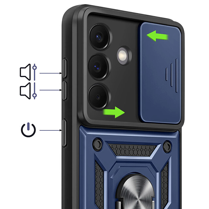 Acheter Mayaxess Coque pour Galaxy A57 avec Cache Caméra Coulissante et Bague Magnétique Bleu nuit