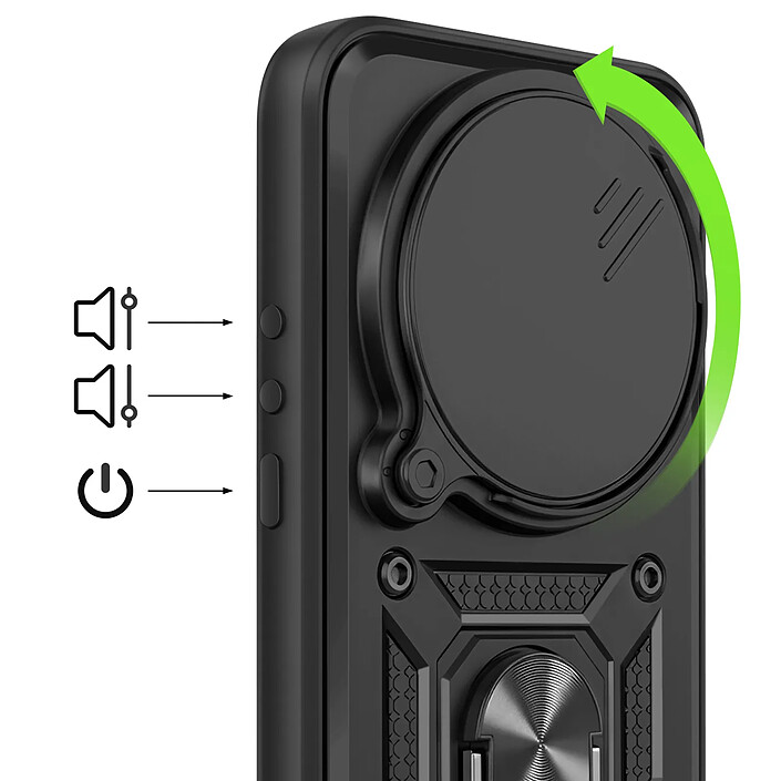 Acheter Mayaxess Coque pour Xiaomi 17 Ultra avec Cache Caméra Coulissante et Bague Magnétique Noir