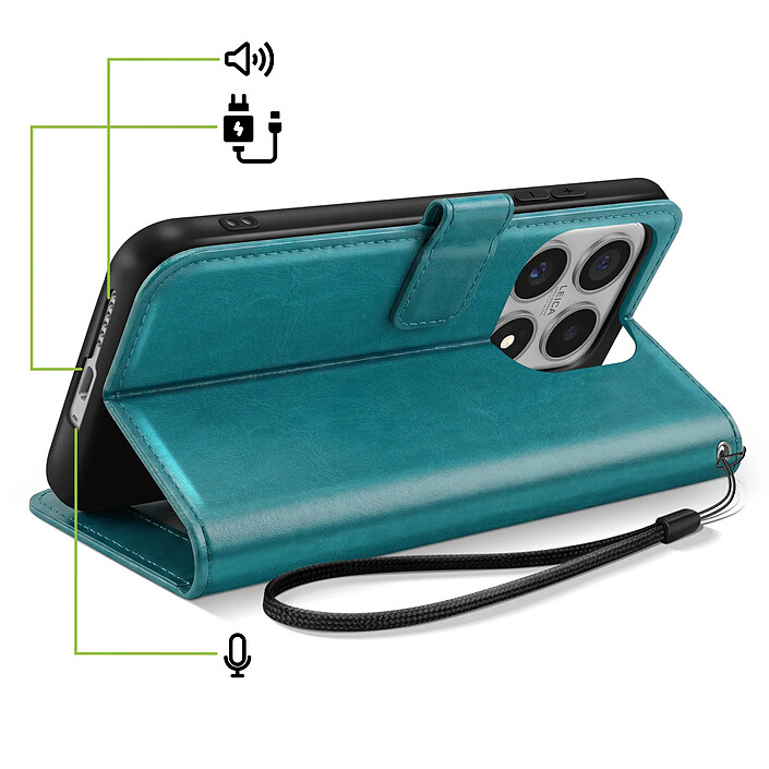 Acheter Mayaxess Étui Portefeuille pour Xiaomi 17 avec Dragonne et Fonction Support Turquoise