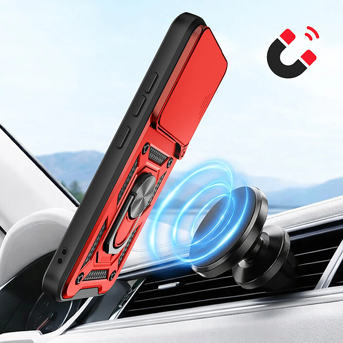 Mayaxess Coque pour Xiaomi 17 avec Cache Caméra Coulissante et Bague Magnétique Rouge pas cher
