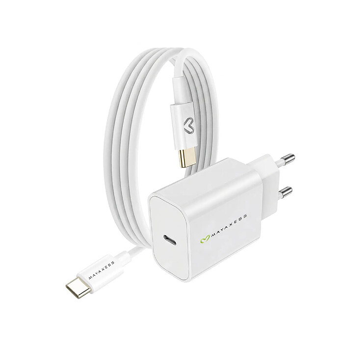 Mayaxess Chargeur Secteur pour Xiaomi 15 20W + Câble USB-C 1m Blanc
