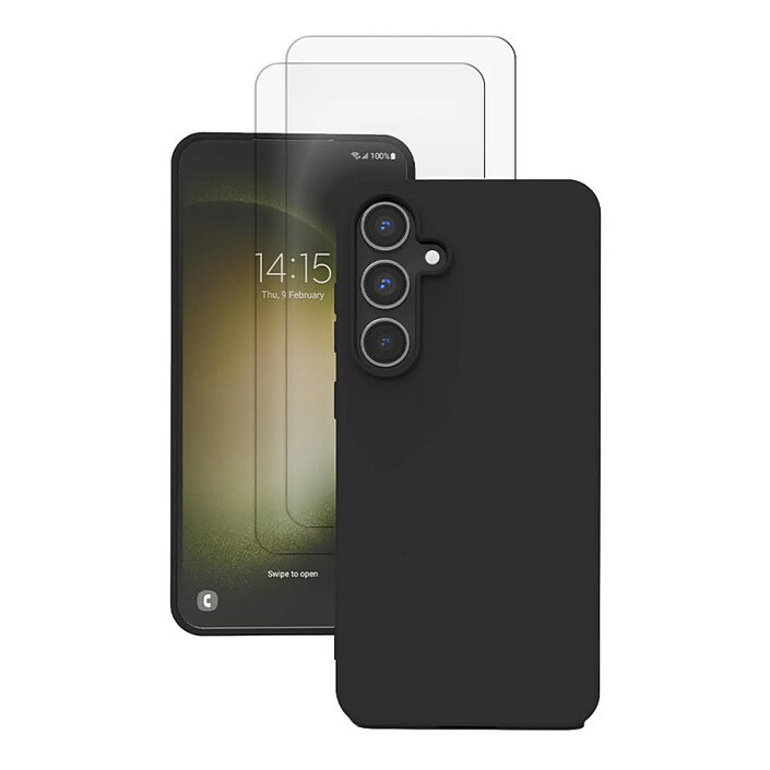 Acheter Evetane Coque Galaxy S23 FE silicone liquide Noire + 2 Vitres en Verre trempé Protection écran Antichocs