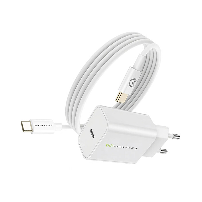 Mayaxess Chargeur Secteur pour Xiaomi 15 Pro 20W + Câble USB-C 1m Blanc
