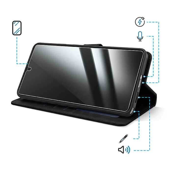 Enkay Étui Portefeuille pour Galaxy S26 Ultra avec Verre Trempé et Dragonne Noir pas cher