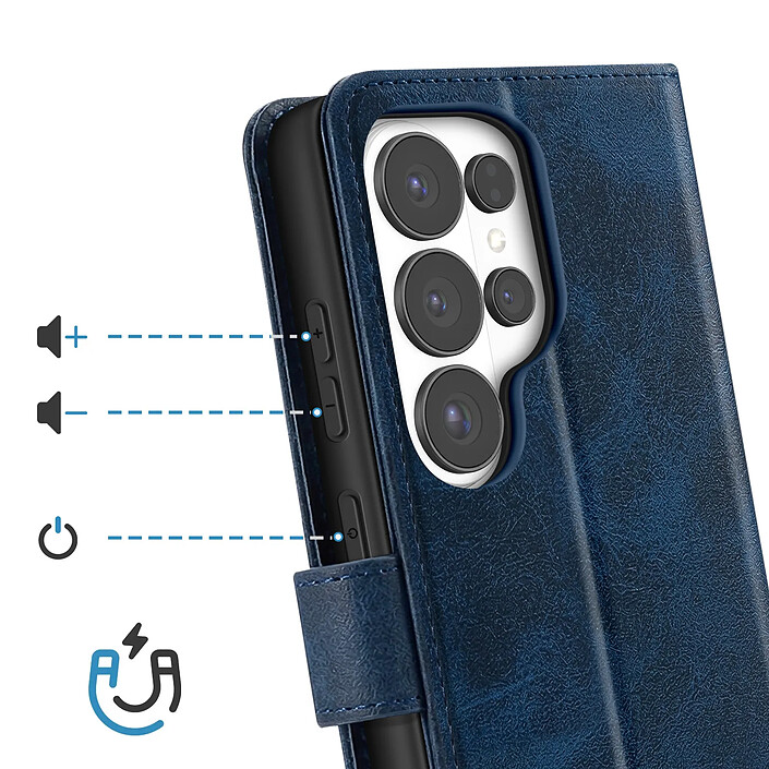 Avis Enkay Étui Portefeuille pour Galaxy S26 Ultra avec Verre Trempé et Dragonne Bleu nuit